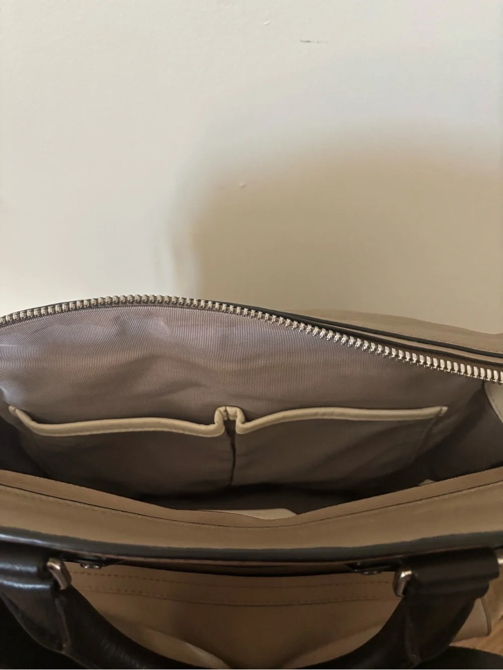 rag & bone Taupe Leather & Suede Messenger Bag with Black Strap